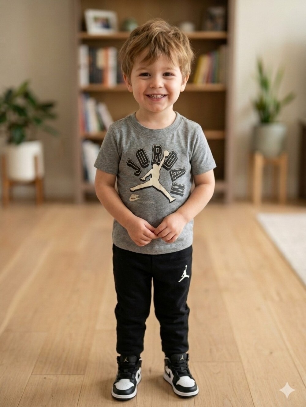 Jordan Kids Matching Set Gray and Black T-Shirt & Joggers